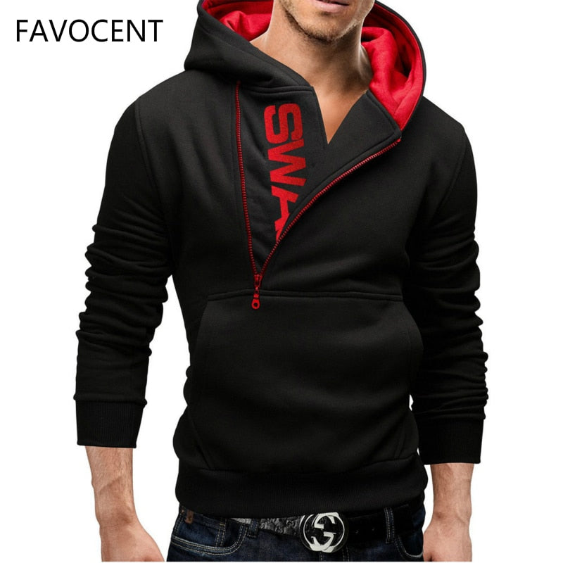 FAVOCENT Hoodie Oblique Zipper Solid Color Hoodies Men Fashion Letter Tracksuit Male Sweatshirt Hoody Mens Purpose Tour M-6XL