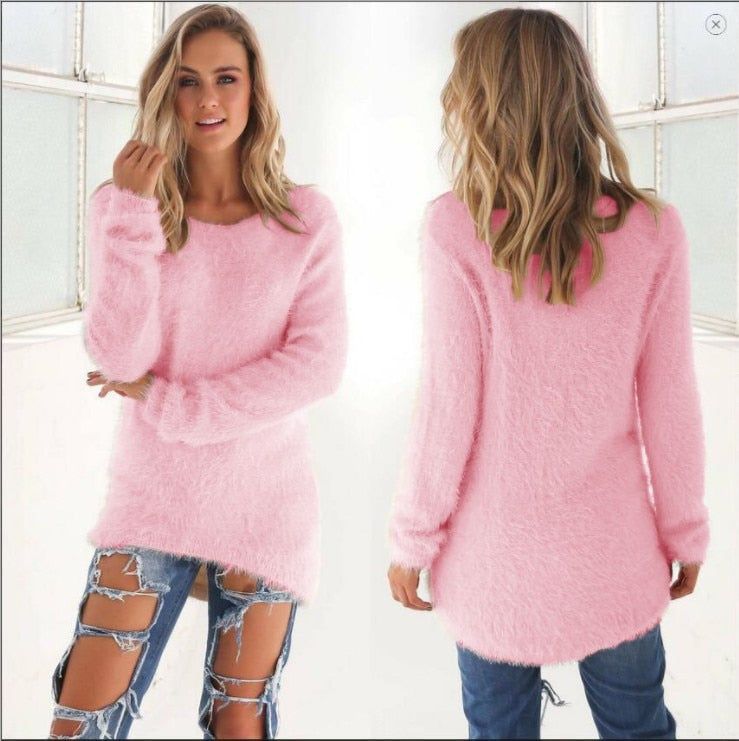 Super Soft And Comfortable Self-Cultivation Solid Color O Neck Pullover Women&