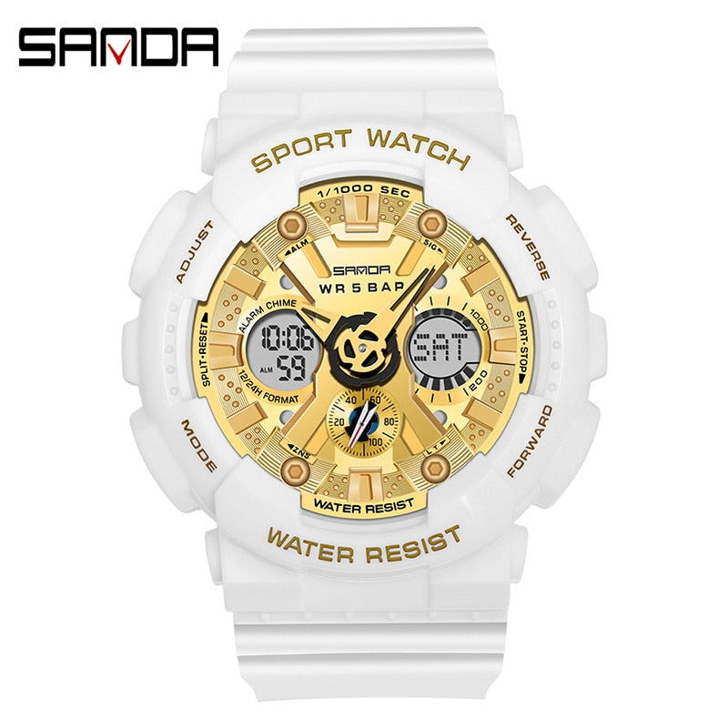 SANDA Women Men Watch Sports Dual Display 50M Waterproof Wrist Watch For Male Female Clock relogio feminino High Quality 2022