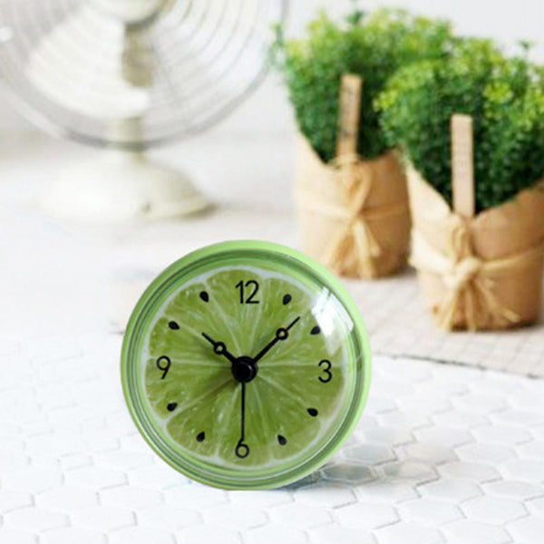 Bathroom Kitchen Waterproof Fruits Lemon Suction Cup Refrigerator Wall Clock