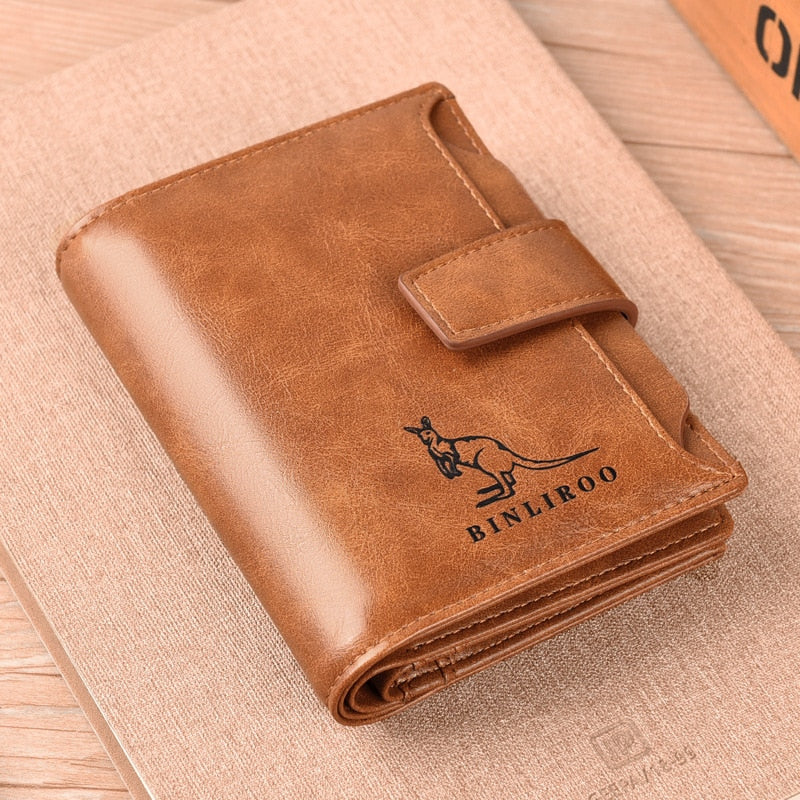 PU Leather Wallet For Men Vertical Short Zipper Coin Purse Business credit card ID Holder cover money bag Wallets RFID