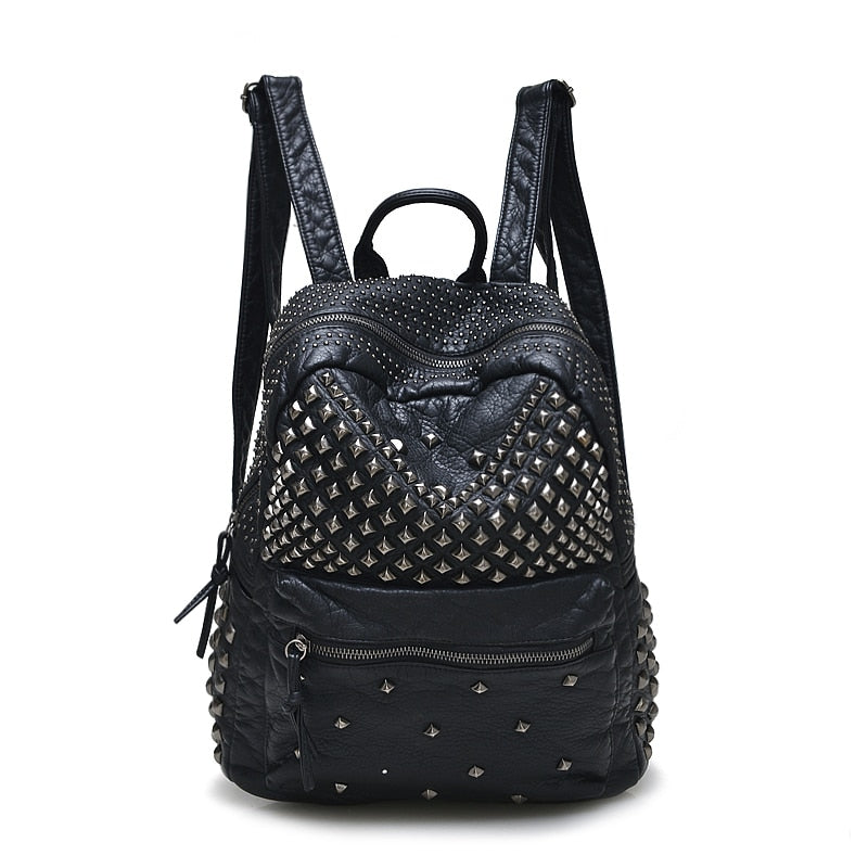 2022 New Fashion Women Backpacks Washed Leather Backpacks Lady Girls Travel Women Bags Rivet Backpacks Student School Bag Hot