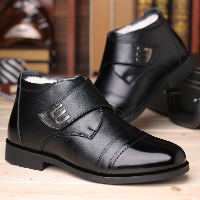 Winter Shoes Men's Chelsea Boots Leather Warm Shoes Men's Ankle Boots Fashion Brand Cowhide Men's Shoes 2021 NEW