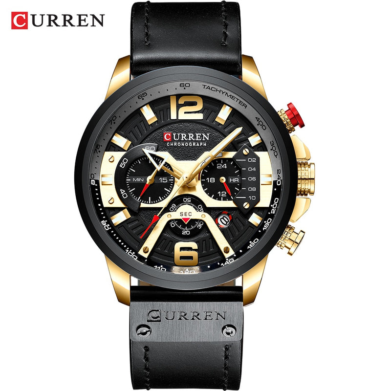 CURREN Casual Sport Watches for Men Top Brand Luxury Military Leather Wrist Watch Man Clock Fashion Chronograph Wristwatch