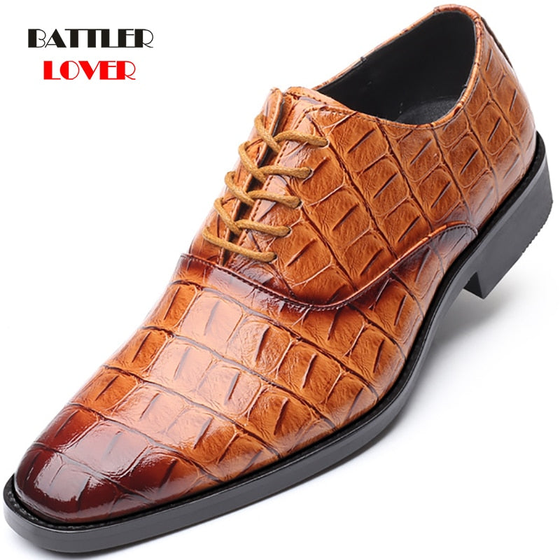 2019 Men Formal Shoes Office Social Designer Men's Crocodile Genuine Leather Wedding Luxury Elegant Male Business Dress Shoes