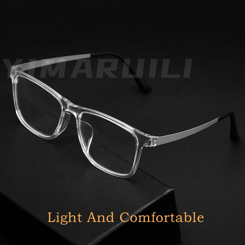 YIMARUILI Ultra Light Square Comfortable Large Eyeglasses Pure Titanium Fashion Optical Prescription Glasses Frame Men HR3068