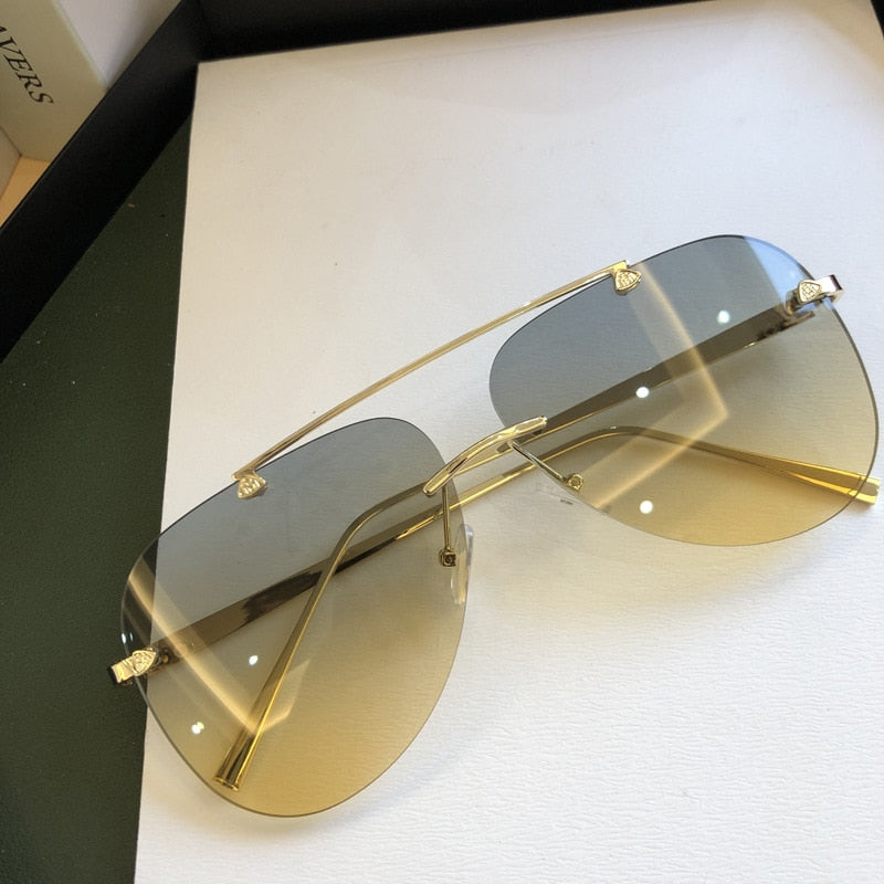 2022  Luxury  Designer Fashion Oval Rimless SunglassesSummer Glasses Fashion Sun glasses For Men Women UV400 Sunglasses