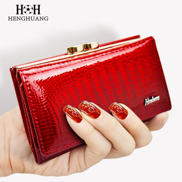 HH Women&#39;s Wallet and Purse Genuine Leather Lady&#39;s Wallets Small Short  Clutch Coin Purse Luxury Female Luxury Purses