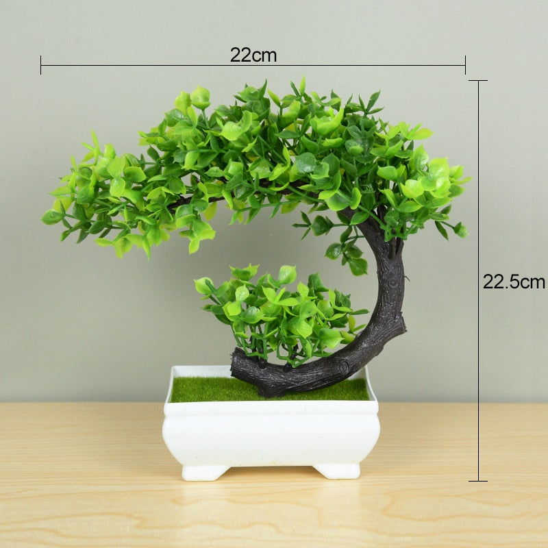 Artificial Plants Potted Green Bonsai Small Tree Grass Plants Pot Ornament Fake Flowers for Home Garden Decoration Wedding Party