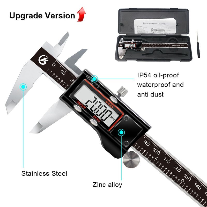 Digital Vernier Caliper 6 Inch 150mm Stainless Steel Electronic Metal Caliper Micrometer Depth Measuring Tools