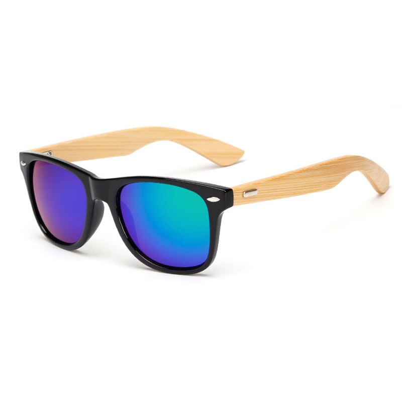 Bamboo Wood Square Sunglasses Brand Design Men Women Coating Mirror Sun Glasses Retro Glasses UV400 Shades Gafas De Sol