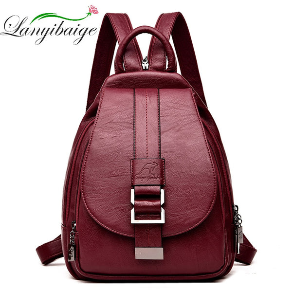 2021 Designer Backpacks Women Leather Backpacks Female School Bag  for Teenager Girls Travel Back Bag Retro Bagpack Sac a Dos