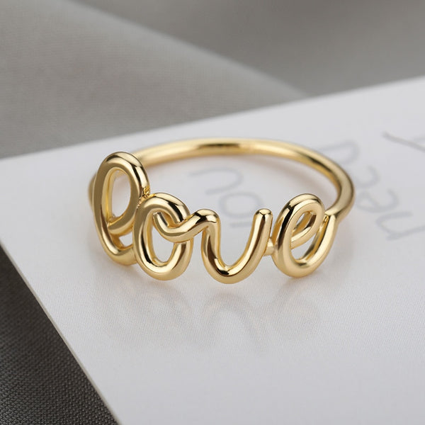 Romantic Letter Love  Ring For Women Geometric Creative Finger Rings Engagemen Wedding Couple Stainless Steel Jewelry Gift