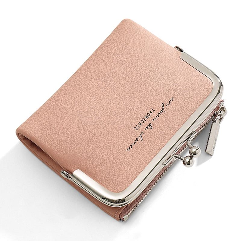 Fashion Solid Color Short Clutch Small Wallets PU Leather Women Coin Purses Ladies Simple Mini Card Holder Travel Wallets Female