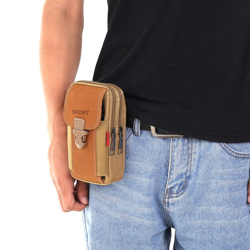 Fashion Men Multi-function PU Leather Fanny Waist Bag Casual Mobile Phone Purse Pocket Male Outdoor Travel Sports Belt Bum Pouch