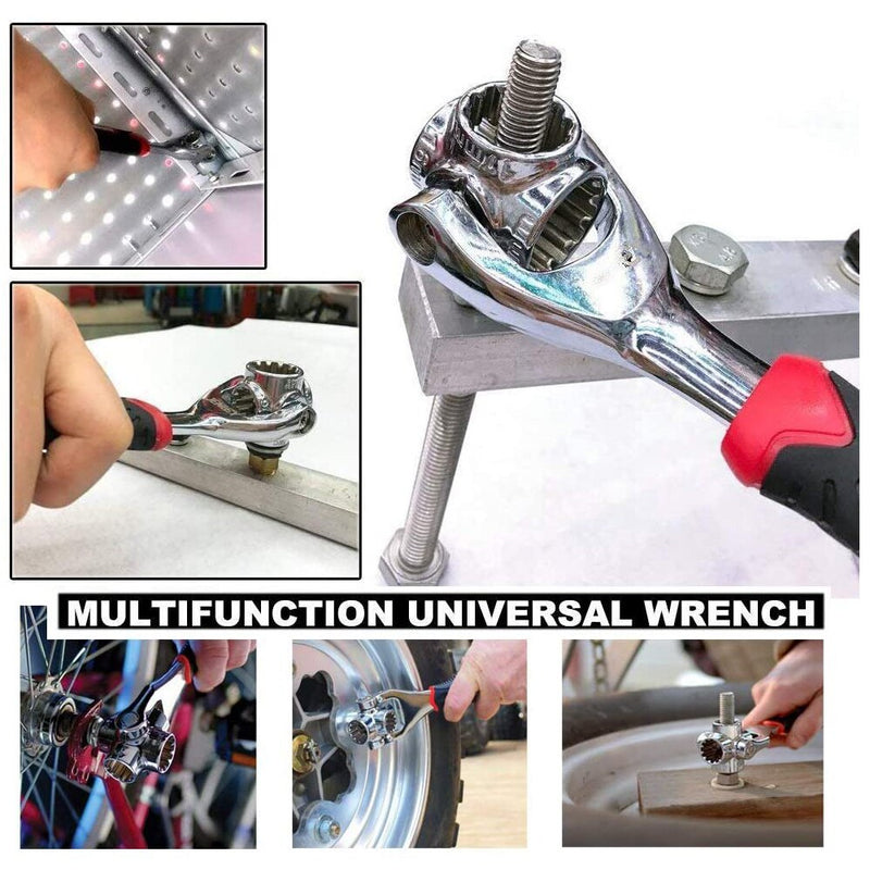 Universal Wrench 48 In 1 Tools Socket Work with Spline Bolts Torx 6-12-Point 360 Degree Spanner Tool for Home Car Repair