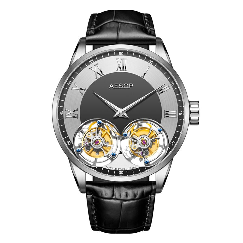 AESOP AAA++ Real Double Tourbillon Movement Men&#39;s Mechanical Watches Original Brand Men&#39;s Watch Luxury Sapphire Waterproof Clock