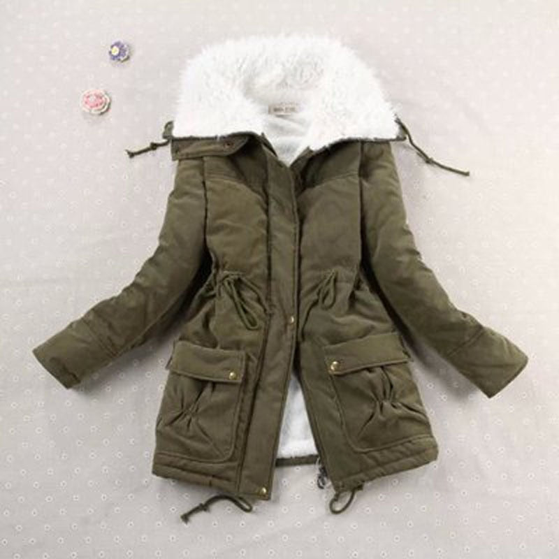 Women Winter Jacket Thicken Hooded Long Down Jacket Women Coat Slim Fit Hair Collar Cotton-Padded Clothes Coat Women Down Coats