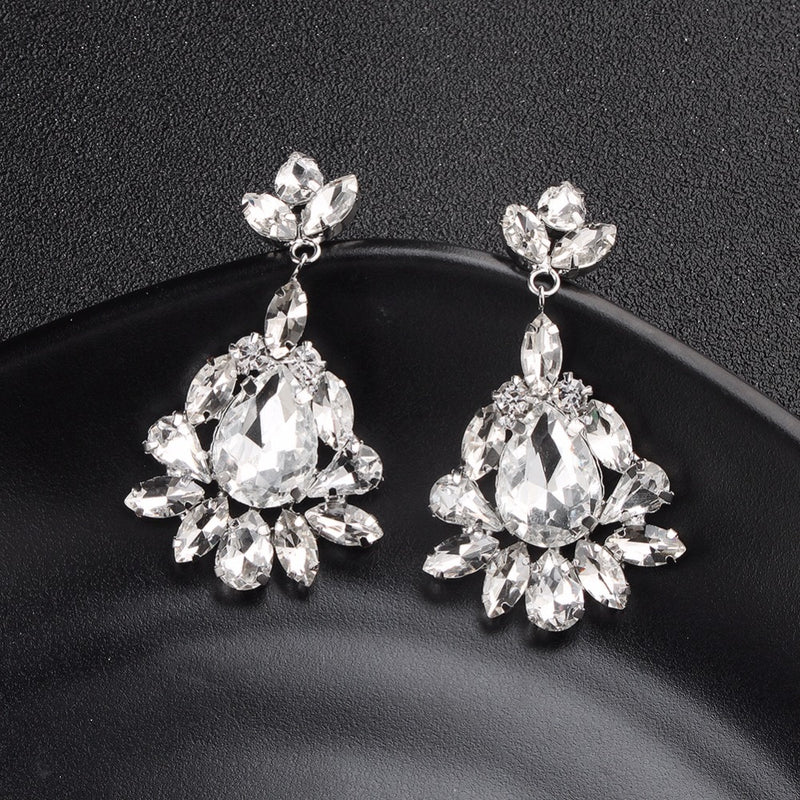 Miallo Fashion Austrian Crystal Alloy Bridal Long Earrings for Women Wedding Big Earrings for Bride Bridesmaids