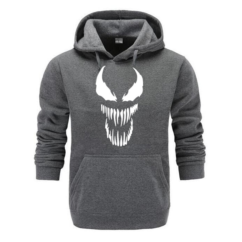 2019 Comic Thick Venom Hoodie Sweatshirts Men Superhero Anime Cool Black Autumn Winter Tops Plus Velvet Warm Hoody