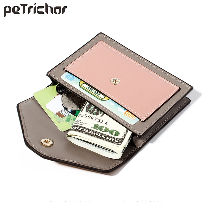 Brand Women Wallet Short Purse Small PU Leather Credit Card Holders Slim Envelope Female Wallets Coin Pocket Fashion Clutch Bags