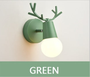 Nordic Adjustable LED Wall Lights Colorful Cartoon Deer Antlers Bedroom Reading Sconce Wall Mounted Children Room Lighting E27