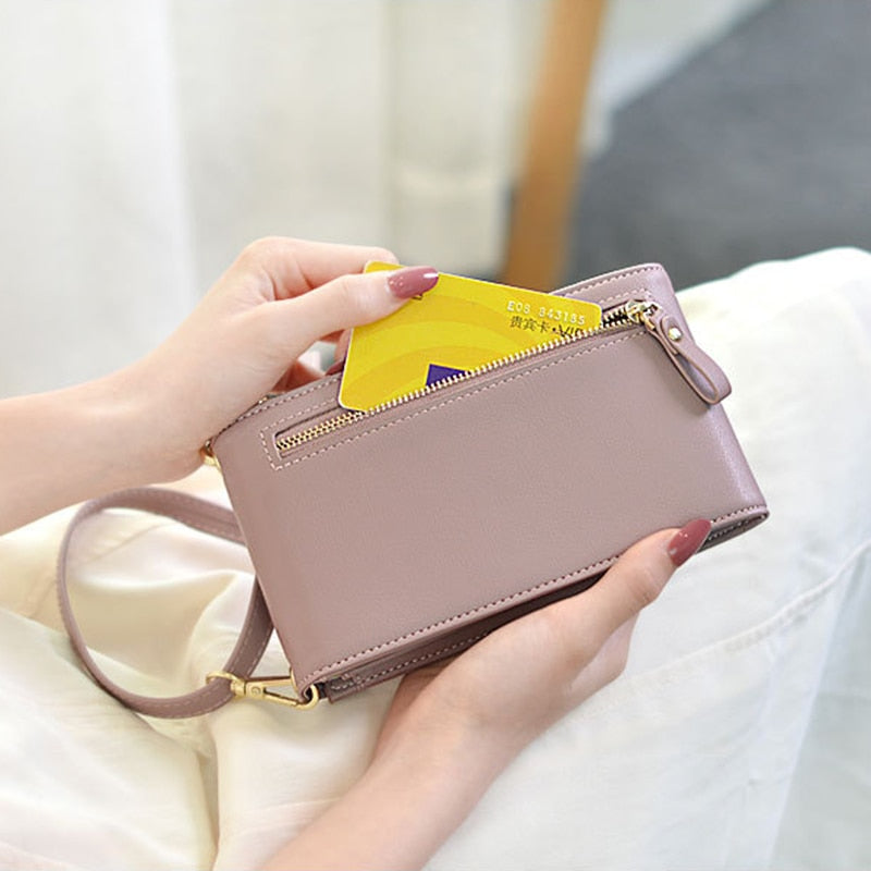 Brand Mini Crossbody Shoulder Bag Women High Quality Cell Phone Pocket Ladies Purse Clutch Fashion Leather Hasp Handbags Female