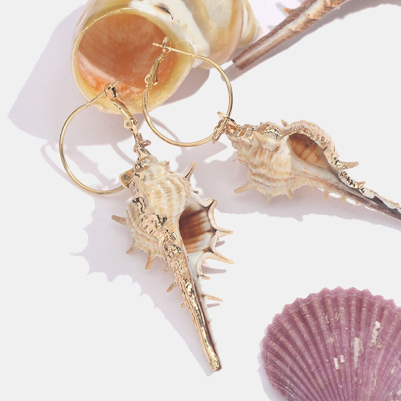 Flatfoosie 2019 Natural Conch Shell Dangle Drop Earrings For Women Bohemian Wedding Gifts Trendy Summer Pendant Earrings Jewelry