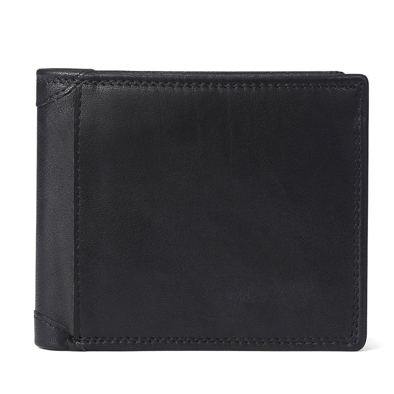 GENODERN Cow Leather Men Wallets with Coin Pocket Vintage Male Purse RFID Blocking Genuine Leather Men Wallet with Card Holders