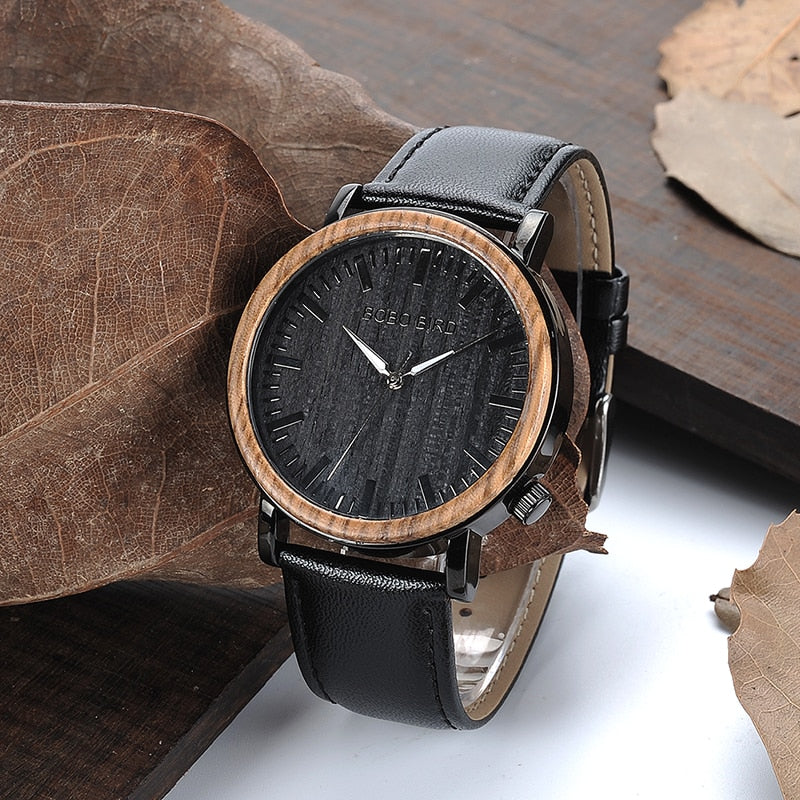 BOBO BIRD Watch Men Wooden Metal Quartz Watches Special Design Men's Wristwatches in Wooden Box Timepieces relogio masculino