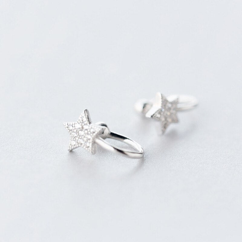 New Cute Korean Style AAA Cezch Zircon Little Star Non Piercing Clip Earring Ear Cuff Tragus Earring 2018 Femme Bijoux Brincos