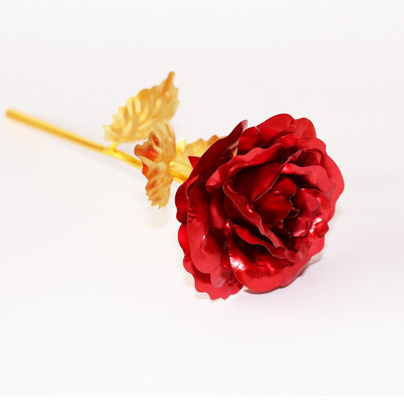 YO CHO Artificial Flowers 24k Gold Rose with Box New Year Valentine\x27s Day Gift/Present Foil Flowers Home Decor Fake Roses