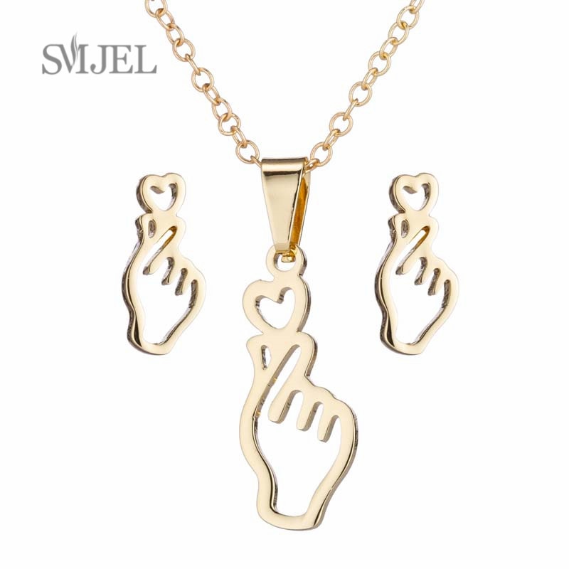 SMJEL Stainless Steel Necklaces for Women Jewelry Mini Animal Rabbit Necklace Heart Beat Dog Paw Print Collier Femme Wholesale