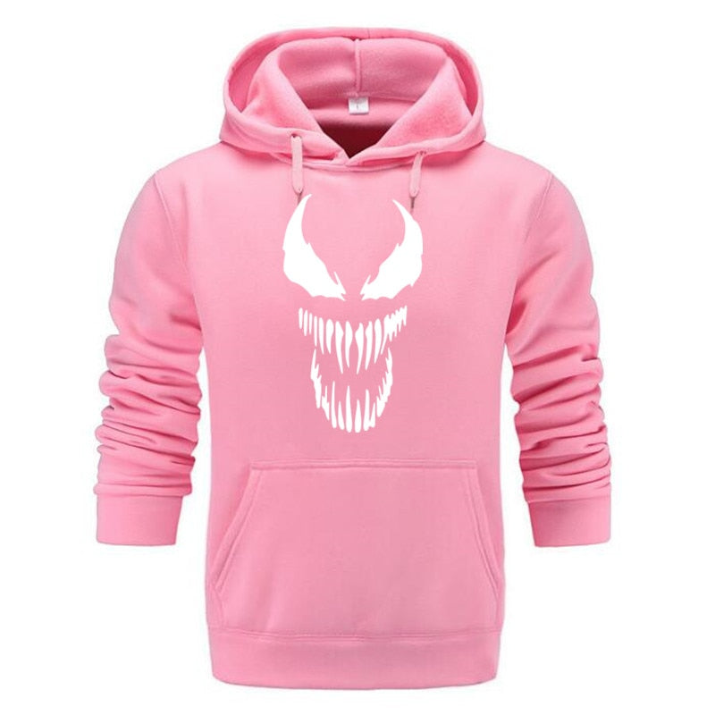 2019 Comic Thick Venom Hoodie Sweatshirts Men Superhero Anime Cool Black Autumn Winter Tops Plus Velvet Warm Hoody