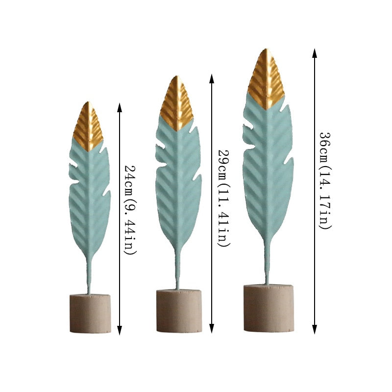 Modern Feather Wooden Decorations Simple Miniature Figurines for Living Room Table Office Home Decoration Accessories