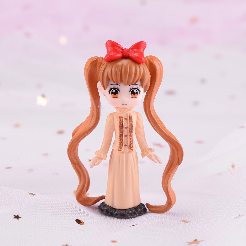 Long Hair beauty figurine DIY teen heart Decoration  cake decoration Fairy Garden Miniatures cartoon kids gifts Home Decor