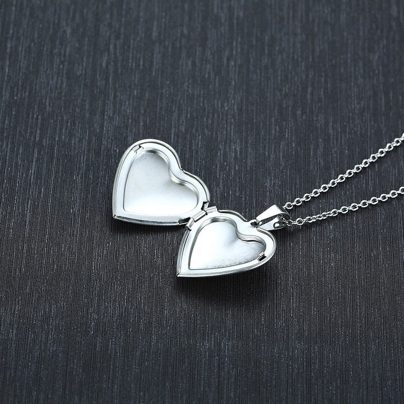 Vnox Light Heart Locket Pendants for Women Men Openable Photo Frame Glossy Stainless Steel Necklaces Family Love Collar