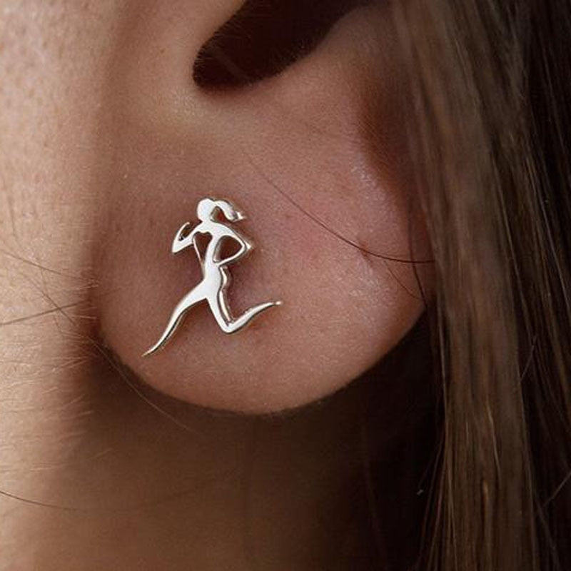 Personality Running Girl Stud Earrings For Women 2019 Brief Tiny Mini Boby Outline Earrings Femme Bijoux