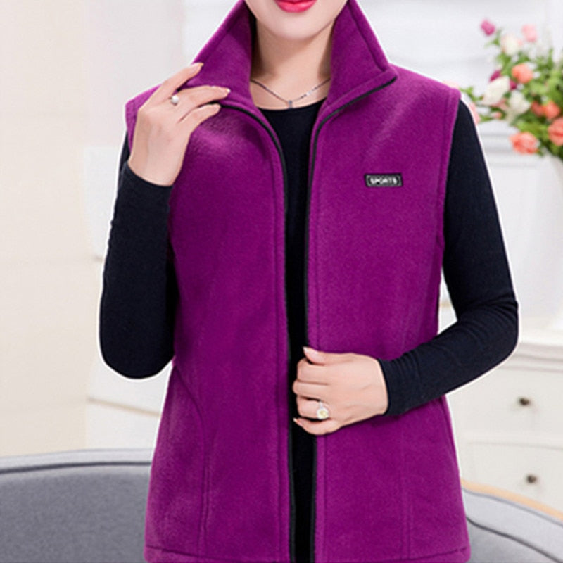 UHYTGF 2022 New Fleece Women Vests Autumn Korean Loose Size  Sleeveless Jacket Ladies Fashion Zipper Casual Waistcoat Female 442