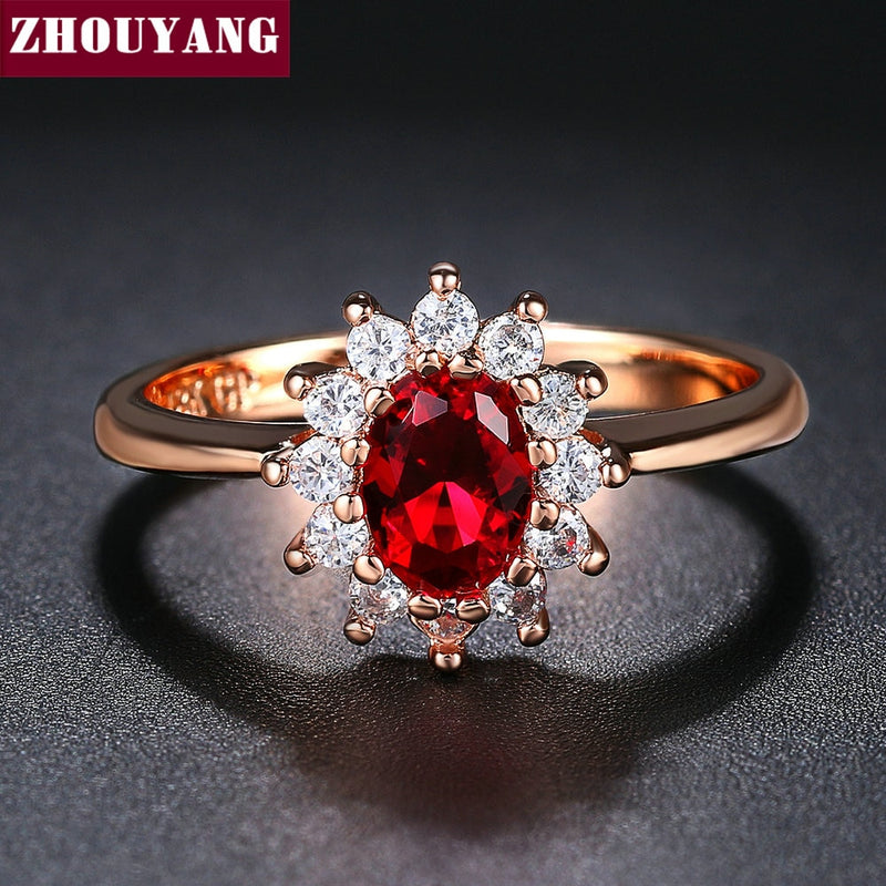 ZHOUYANG Princess Kate Blue Gem Created Blue Crystal Silver Color Wedding Finger Crystal Ring Brand Jewelry for Women ZYR076