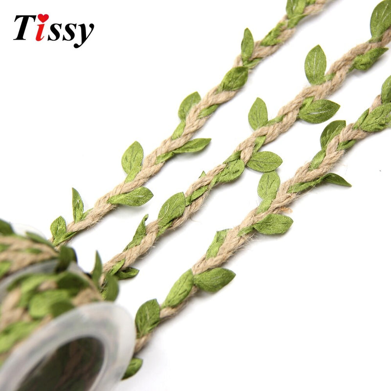 2m DIY Artificial Leaves Twine String With Leaf Silk Leaves Flower Garlands Home Garden/Wedding Party Decoration Fake Flowers