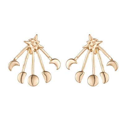 Fashion Personality Simple T Bar Earrings Hollow Lotus Earrings Gold Silver Plated Women Double Face Stud Earrings Jewelry