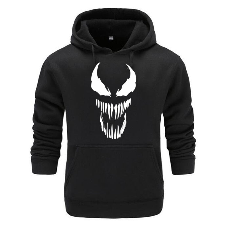 2019 Comic Thick Venom Hoodie Sweatshirts Men Superhero Anime Cool Black Autumn Winter Tops Plus Velvet Warm Hoody