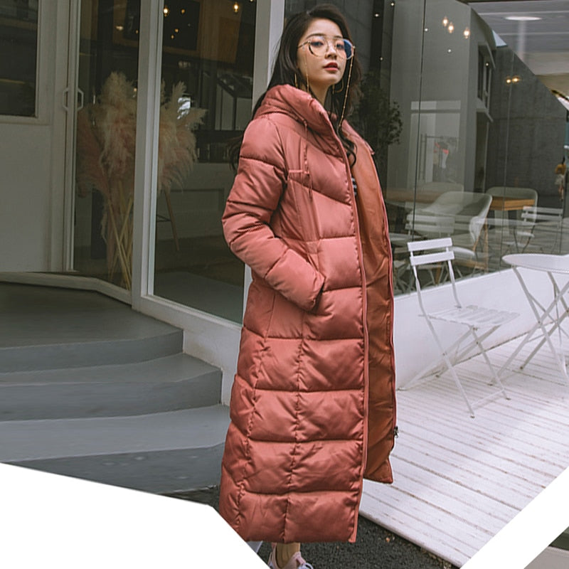 Hot Sale Winter Women Jacket X-long Parkas Hooded Cotton Padded Female Coat High Quality Warm Outwear Womens Parka Winter Coat