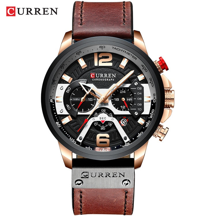 2021 CURREN Men Watches Top Brand Luxury Blue Leather Chronograph Sport Watch For Men Fashion Date Waterproof Clock Reloj Hombre