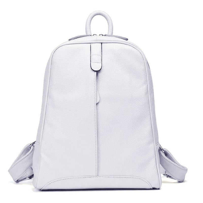 100% Full Grain Genuine Cow Leather White Black Beige Pink Yellow Black Women Backpacks Ladies Schoolbag Teenagers Cowhide Bag