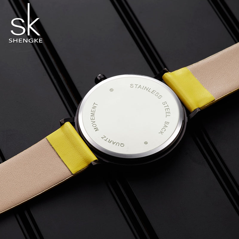 SHENGKE Quartz Wristwatches Watch Women Fashion Luxury Creative Montre Femme Top Brand Watches Leather Clock Reloj Mujer