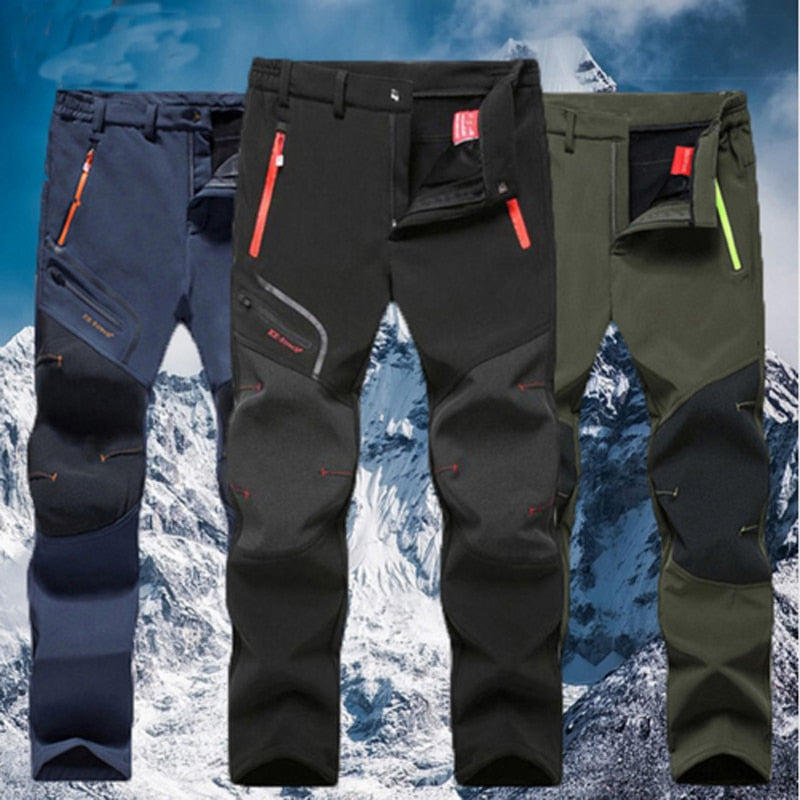 Men Oversized Plus size Winter Softshell Fleece Outdoor Pants Trekking Fish Camp Climb Hiking Ski Warm Travel Trousers Free ship