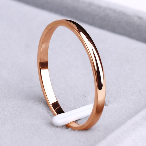 CACANA Stainless Steel Rings Rose Gold Color Anti-allergy Smooth Simple Wedding Couples Rings Bijouterie