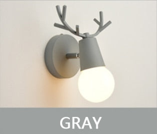 Nordic Adjustable LED Wall Lights Colorful Cartoon Deer Antlers Bedroom Reading Sconce Wall Mounted Children Room Lighting E27